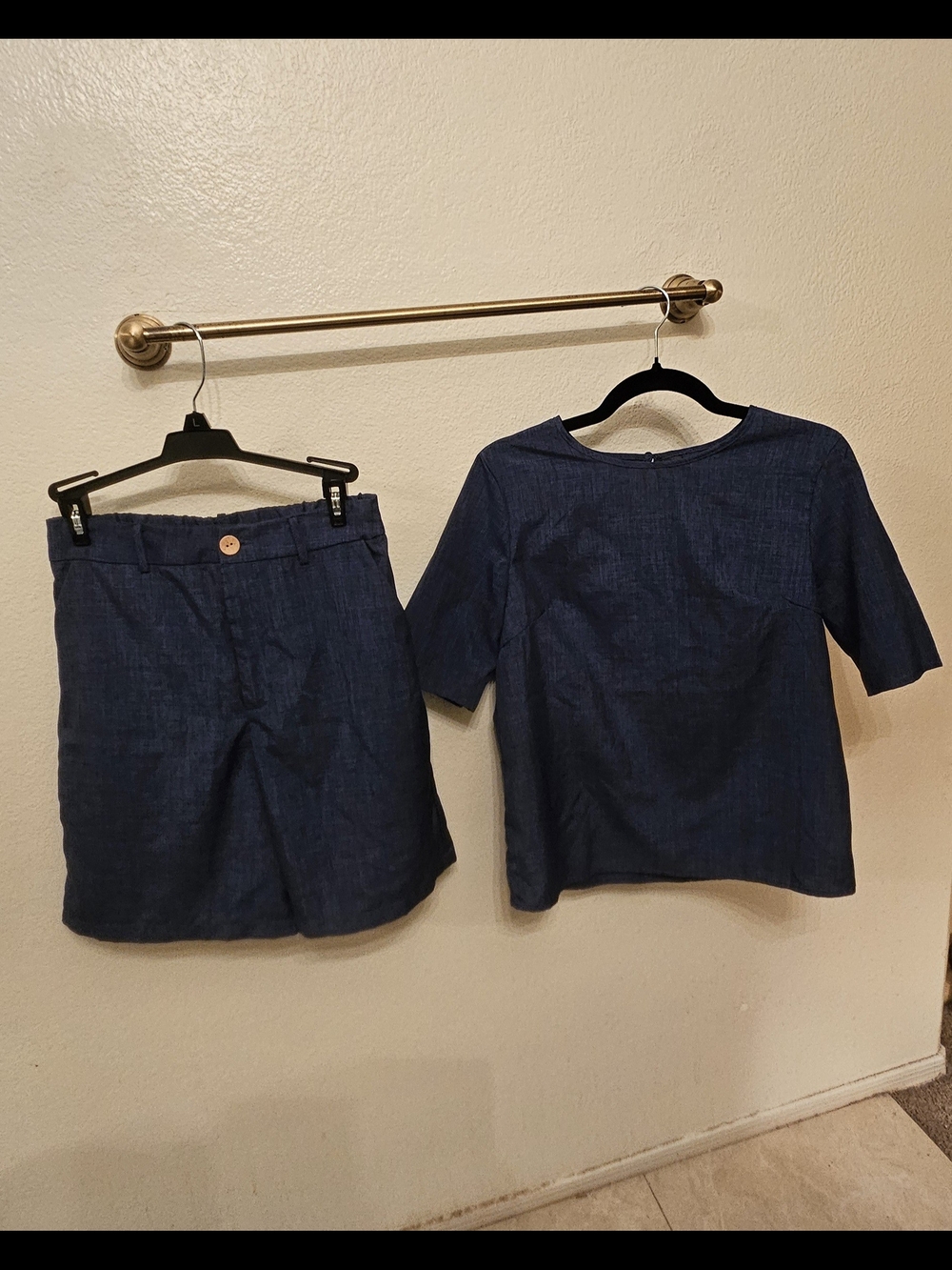 SHEIN Navy Blue Two-Piece Denim-Look Set